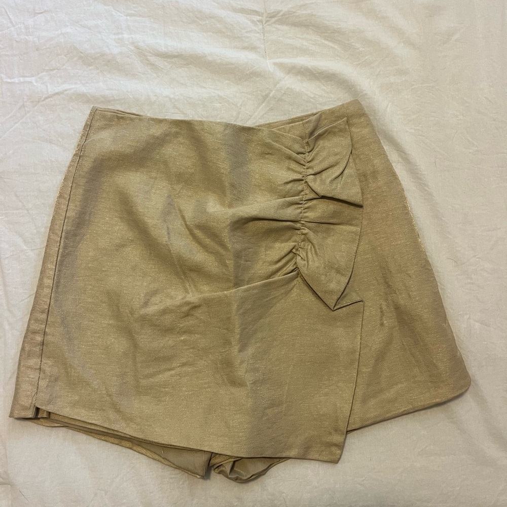 Gold Ruched Mini Skort